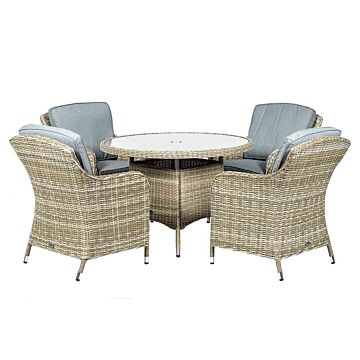 Wentworth 4 Seater Round Imperial Dining Set 110cm Table With 4 Imperial Chairs Including Cushions