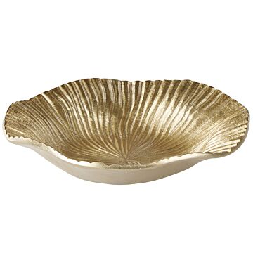 Trinket Dish Gold Metal Jewellery Ring Holder Tray Embossed Pattern Decor Beliani