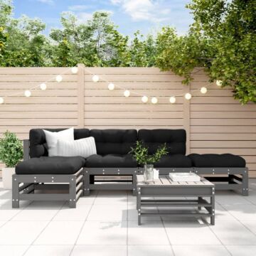 Vidaxl 6 Piece Garden Lounge Set Grey Solid Wood Pine