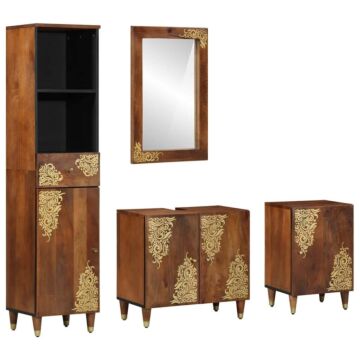 Vidaxl 4 Piece Bathroom Furniture Set Solid Rough Wood Mango