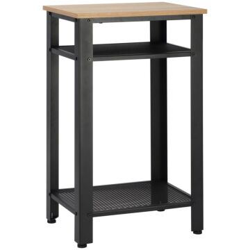 Homcom Industrial-style Boxy Side Table 3 Layer 2 Shelves Storage Display W/ Metal Frame Stylish On-trend Bedside End Table Nightstand