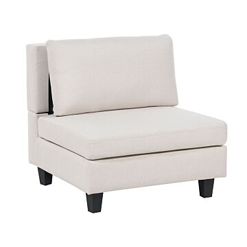 1-seat Section Light Beige Fabric Upholstered Armchair With Cushion Module Piece Modular Sofa Element Beliani