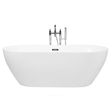Freestanding Bath Glossy White Sanitary Acrylic Single 170 X 80 Cm Oval Modern Design Beliani