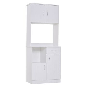 Homcom Kitchen Cupboard With Doors Cabinet Shelves Drawer Open Countertop Storage Cabinet For Living Room, Entrance, White