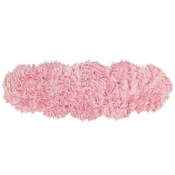 Faux Sheepskin Pink Acrylic 180 X 60 Cm Glam Fur Fluffy Bedroom Living Room Beliani