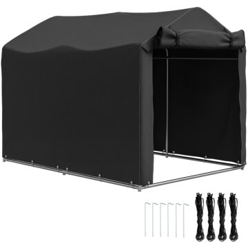 Outsunny 2.2 X 1.6 M Garden Storage Tent, Waterproof Anti-uv Bike Tent With Roll-up Zipper Door, Galvanised Outdoor Storage Shelter Carport For Bike, Motorbike, Garden Tools, Black