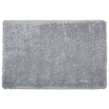 Shaggy Area Rug High-pile Carpet Solid Grey Polyester Rectangular 200 X 300 Cm Beliani
