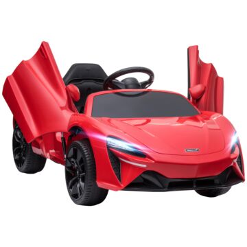 Homcom Mclaren Licensed Kids Electric Ride On Car With Butterfly Doors, 12v Powered Electric Car With Remote Control, Music, Horn, Headlights, Mp3 Slot, Suspension Wheels, For Ages 3-8 Years - Red