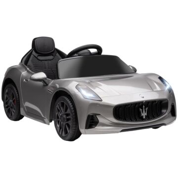 Aiyaplay 12v Maserati Gran Turismo Folgore Lincesed Kids Electric Car With Remote Control, Soft Start, Grey