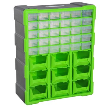 Durhand 39 Drawer Storage Cabinets, 38lx16dx47.5h Cm, Plastic-green