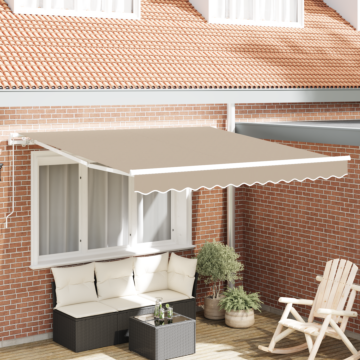 Vidaxl Manual Retractable Awning Beige 300x250 Cm