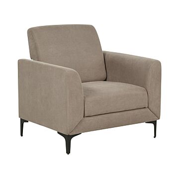 Armchair Taupe Fabric Upholstery Black Legs Thick Seating Cushion Retro Living Room Furniture Beliani