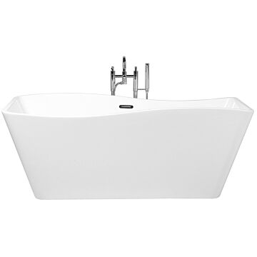Freestanding Bath White Sanitary Acrylic Single 170 X 78 Cm Wavy Rectangular Modern Design Beliani