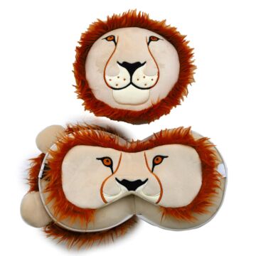 Relaxeazzz Travel Pillow & Eye Mask - Lion