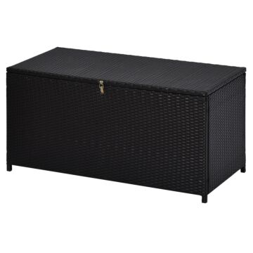 Outsunny Rattan Storage Box Outdoor Indoor Wicker Cabinet Chest Garden Furniture 118 X 54 X 59cm - Dark Brown