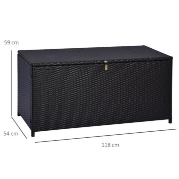 Outsunny Rattan Storage Box Outdoor Indoor Wicker Cabinet Chest Garden Furniture 118 X 54 X 59cm - Dark Brown