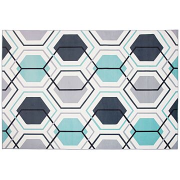 Area Rug Carpet Multicolour Polyester Fabric Geometric Linear Pattern Rectangular 160 X 230 Cm Beliani
