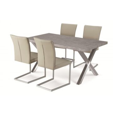 Helix Pu Chairs Beige & Stainless Steel (4s)