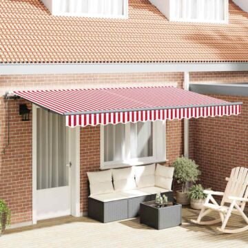 Vidaxl Retractable Awning Manual Red And White And Anthracite 4 X 2 M