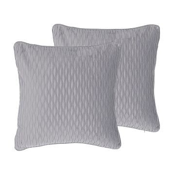 Set Of 2 Decorative Cushions Grey Pattern Rectangular 45 X 45 Cm Modern Traditional Decor Accessories Beliani