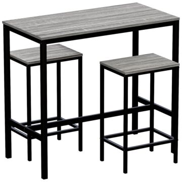 Vida Designs Roslyn 2 Seater Bar Table Set, Grey