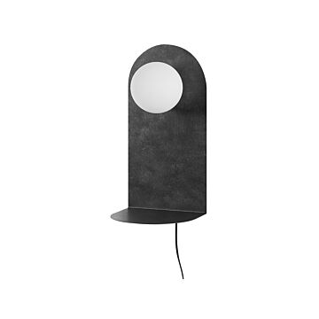 Wall Lamp Dark Graphite Grey Steel Lighting Glass Round Shade With On/off Switch Modern Industrial Living Room Bedroom Beliani