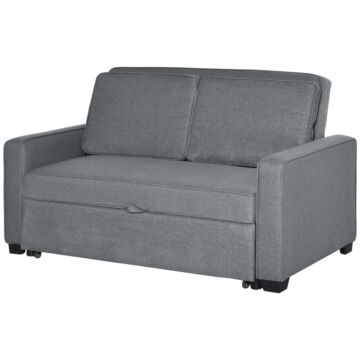 Homcom Double Sofa Bed Click Clack Sofa Bed Pull Out Bed With Adjustable Backrest For Living Room And Bedroom Grey