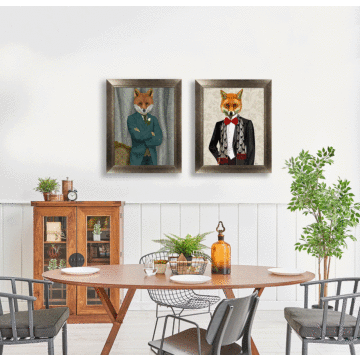 Gentleman Fox & Stag I By Fab Funky - Framed Art