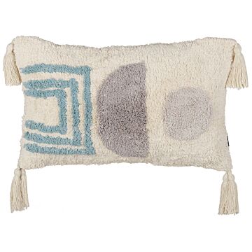 Tufted Scatter Cushion Multicolour Cotton 30 X 50 Cm Boho Style With Tassels Decor Accessories Beliani