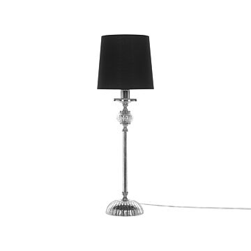 Table Lamp Silver Metal Base Black Empire Shade Glass Accents Shade Beliani