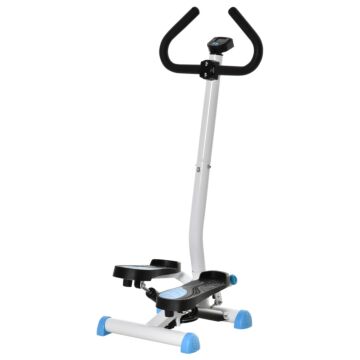 Homcom Adjustable Stepper Aerobic Ab Exercise Fitness Workout Machine With Lcd Screen & Handlebars, Blue