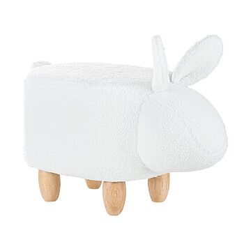Animal Bunny Children Stool White Polyester Fabric Upholstered Wooden Legs Nursery Footstool Beliani