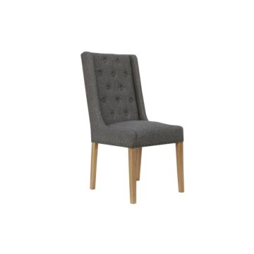 Button Back And Studded Dining Chair Dark Grey/oak
