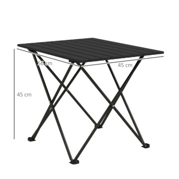 Outsunny Folding Camping Table, Lightweight Metal Picnic Table With Carry Bag, Foldable Table For Outdoor Camping, Picnic, Hiking, Bbq, Fishing, Black