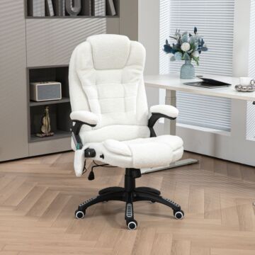 Vinsetto Boucle Six-point Massage Office Chair - White