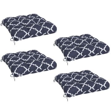 Outsunny 4-piece Seat Cushion Pillows Replacement, Patio Chair Cushions Set With Ties For Indoor Outdoor, Blue