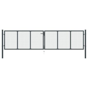 Vidaxl Mesh Garden Gate Galvanised Steel 400x150 Cm Grey