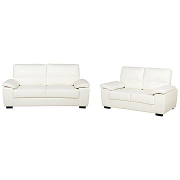 Sofa Set Cream 3 + 2 Seater Faux Leather Living Room Beliani