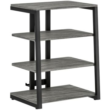 Homcom Hifi Stand, With Four Storage Shelves - Dark Grey