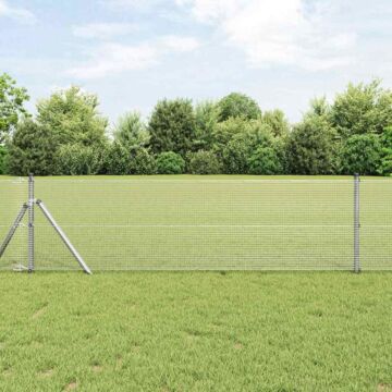 Vidaxl Welded Wire Fence With 13 Posts 0.6x100 M Galvanised Steel