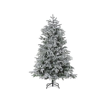 Artificial Christmas Tree White Pvc Metal Base 210 Cm Snowed Scandinavian Style Beliani