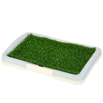 Pawhut Puppy Training Pad Indoor Portable Puppy Pee Pad With Artificial Grass, Grid Panel, Tray, 46.5 X 34cm
