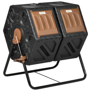 Outsunny 130l Double Chamber Composter - Black