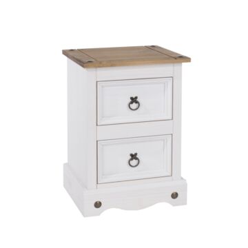 Corona White 2 Drawer Petite Bedside Cabinet