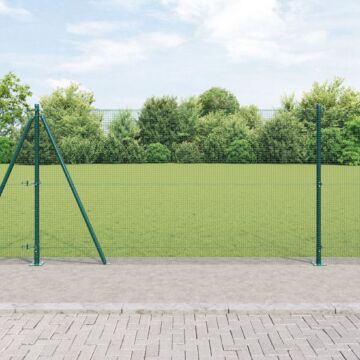 Vidaxl Welded Wire Fence With 13 Flanged Posts Green 1.2x50 M Steel