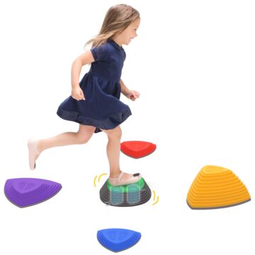 Zonekiz Stepping Stones Kids Balance River Stones 5 Pcs Outdoor Indoor, For Obstacle Course, Sensory Play, Stackable, Non-slip