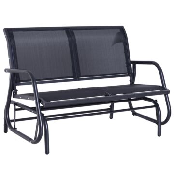 Outsunny 2-person Outdoor Glider Bench Patio Double Swing Gliding Chair Loveseat W/power Coated Steel Frame For Backyard Garden Porch, Black