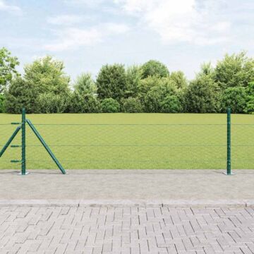 Vidaxl Hexagon Fence Green 0.4x100 M Steel, Vidaxl Fence Posts With Base Plates 13 Pcs Ø32mm 50cm Galvanised Steel