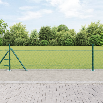 Vidaxl Hexagon Fence Green 0.4x100 M Steel, Vidaxl Fence Posts With Base Plates 13 Pcs Ø32mm 50cm Galvanised Steel