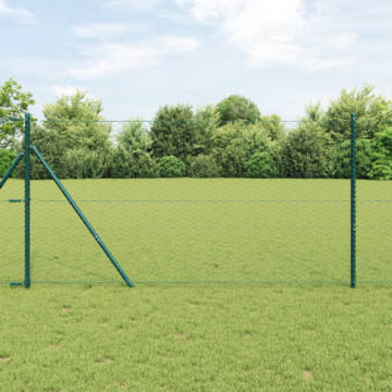 Vidaxl Hexagon Fence Green 1.4x50 M Steel, Vidaxl Fence Posts 13 Pcs Green Ø32 Mm 190 Cm Galvanised Steel